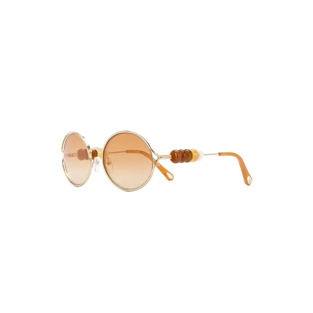 CHLOE WOMEN'S DILLIE OVAL GOLD SUNGLASSES WITH BEAD DETAIL, NWT, $466 - Picture 2 of 10